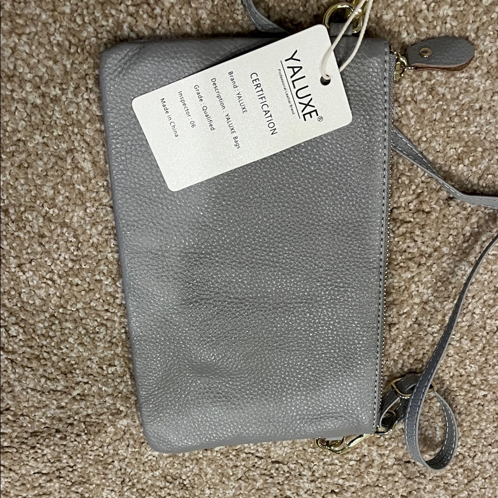 New Elegant Gray real leather Bag with key chain